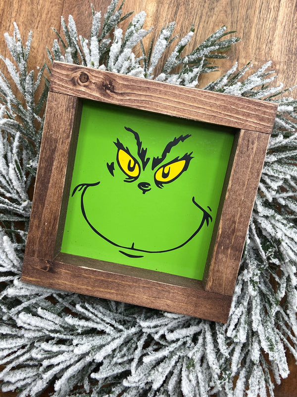The Grinch mini wood sign tiered tray Christmas