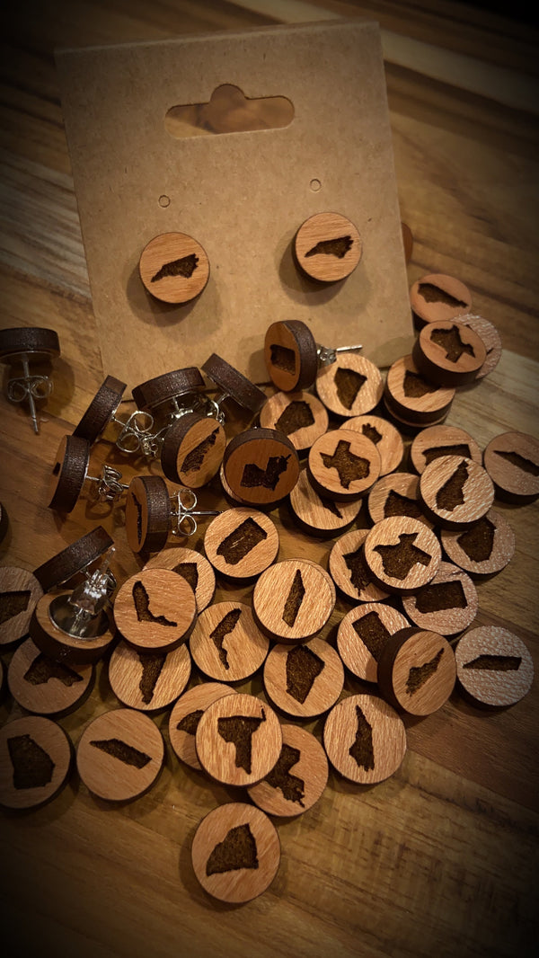 State wood stud earrings