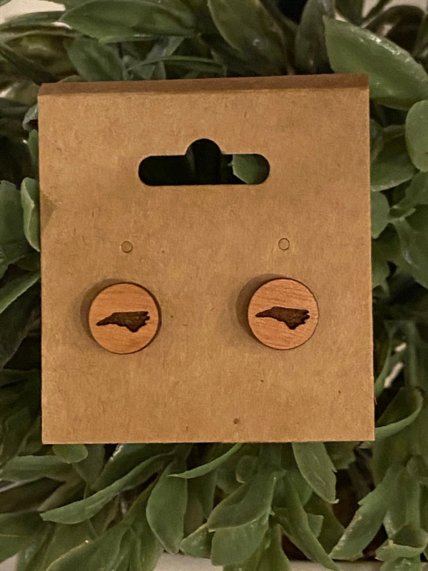 State wood stud earrings