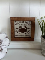 Beach lighthouse crab mini wood sign tiered tray