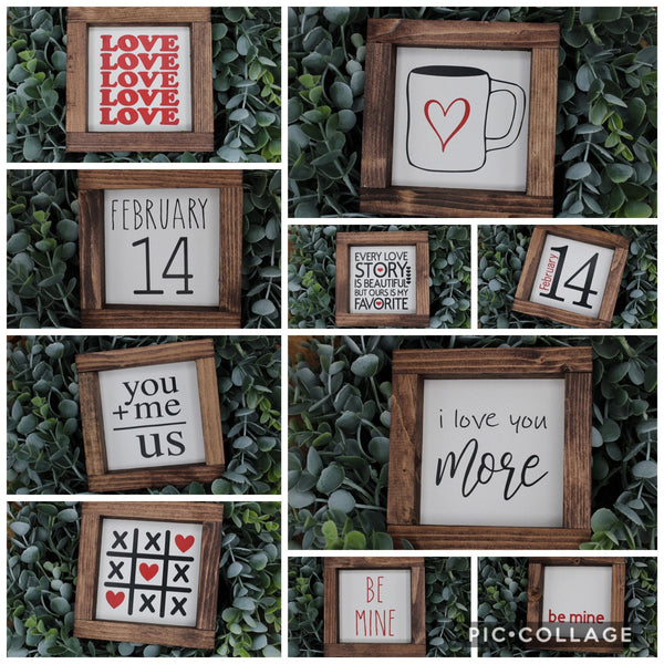 Happy Valentine's Day  mini wood signs tiered tray