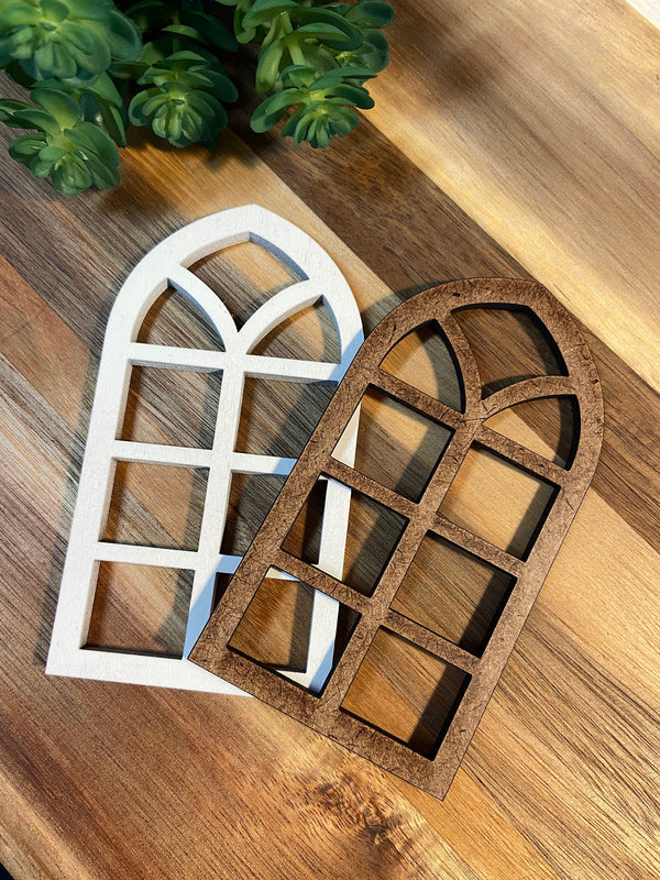 Wood window Arch tiered tray accessories