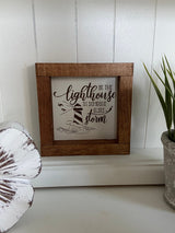 Beach lighthouse crab mini wood sign tiered tray