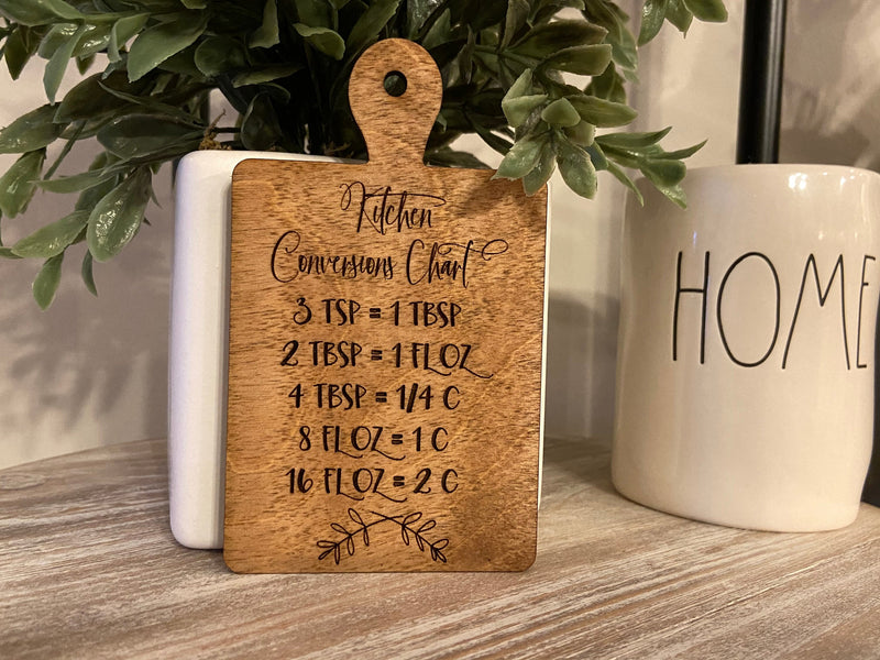 Mini engraved cutting board conversion chart tiered tray décor