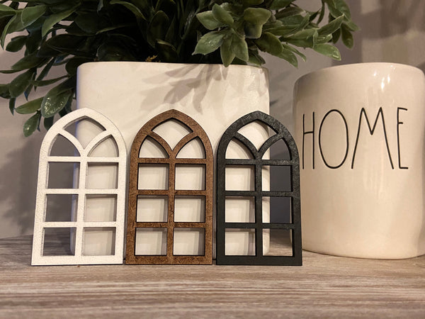 Wood window Arch tiered tray accessories