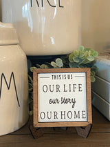 Miniature tiered tray wood signs 3x3