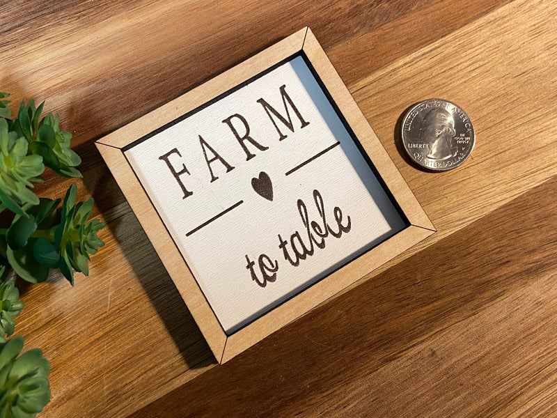 Miniature tiered tray wood signs 3x3