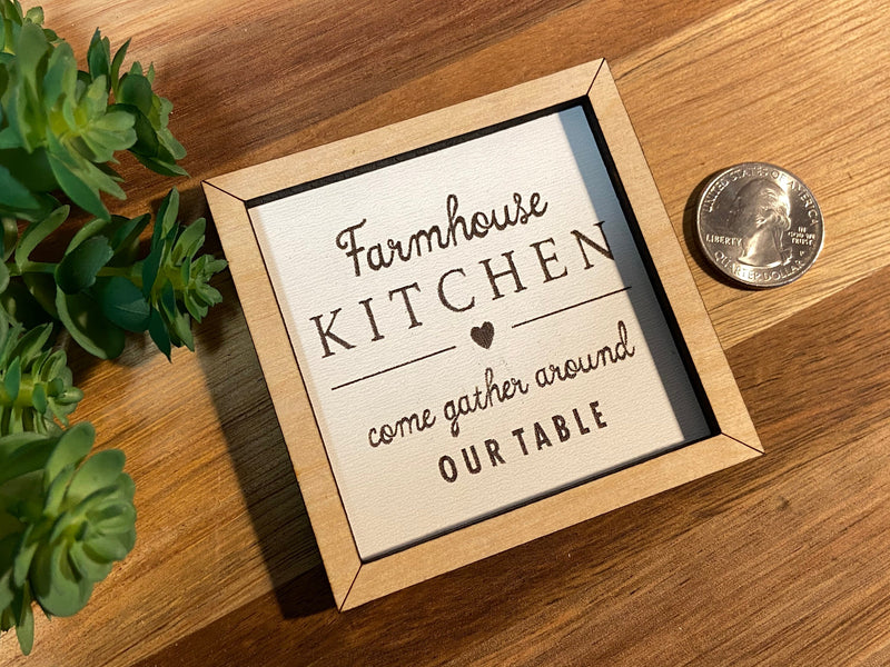 Miniature tiered tray wood signs 3x3