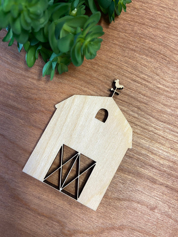 Farmhouse wood cutout tractor cow chicken rooster farm barn tiered tray accessories