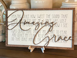 Amazing Grace 3D laser cut wood sign custom sizing laser cut engraved Farmhouse style Home decor