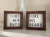Tiered tray mini wood sign sets beard butt love