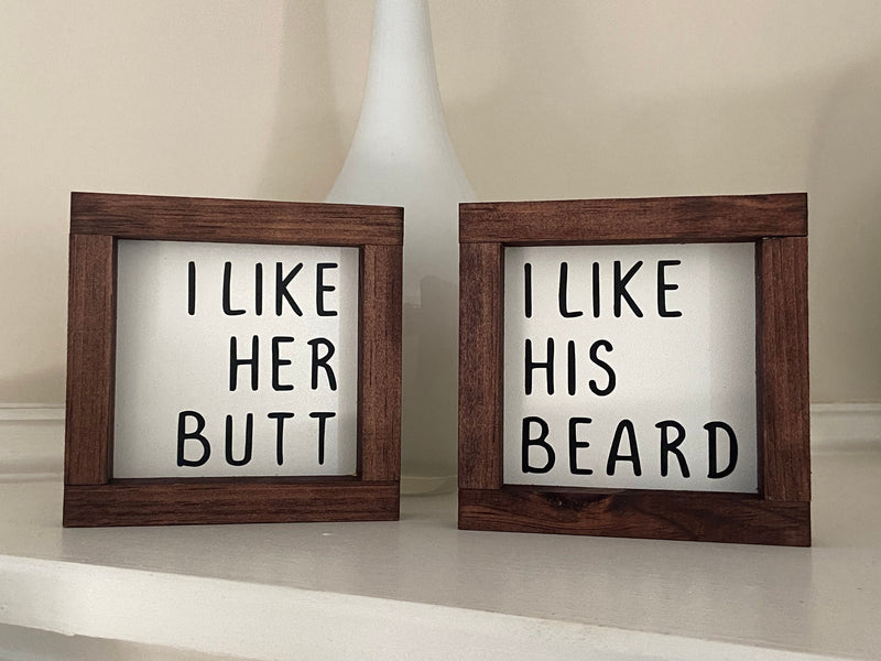 Tiered tray mini wood sign sets beard butt love