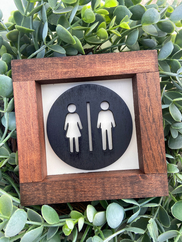 Farmhouse bathroom 5x5 wood sign