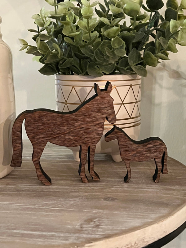 Tiered tray horse and pony stand alone wood cutouts Farmhouse animal gift home decor figures dollhouse