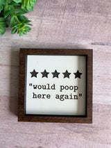 Miniature tiered tray wood signs 3x3 bathroom addition humor funny get naked poop sweet cheeks wash your hands housewarming gift