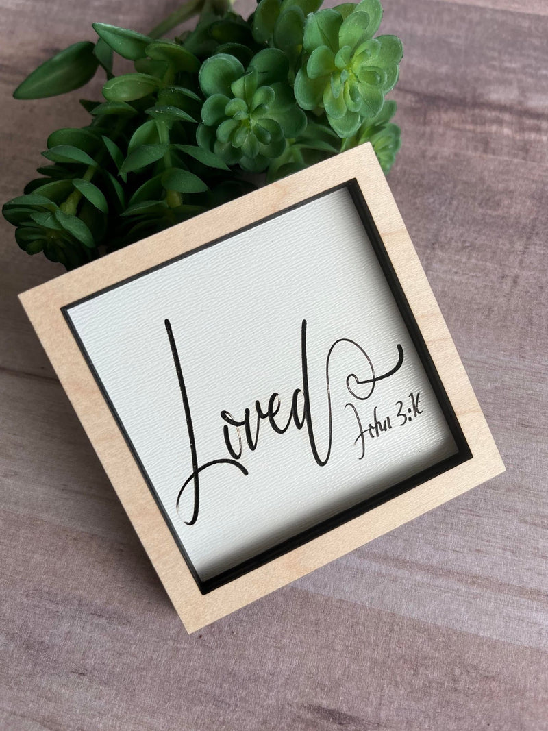 Miniature tiered tray wood signs 3x3 Christian addition spring Easter bible Jesus Amazing grace
