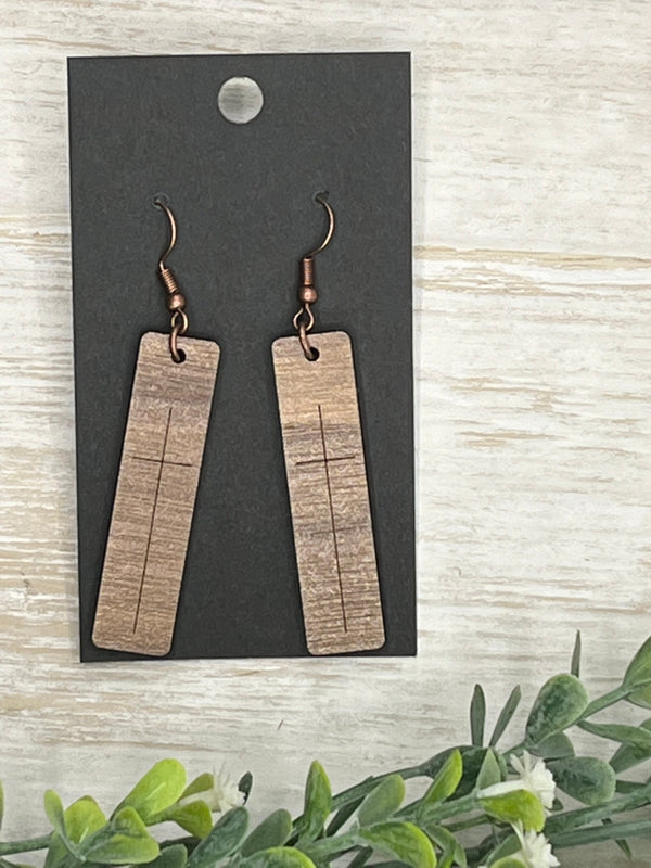 Walnut wood Faith earrings spiritual Easter spring style gift for her minimalist   Adorable solid walnut earring set One sided Faith cross