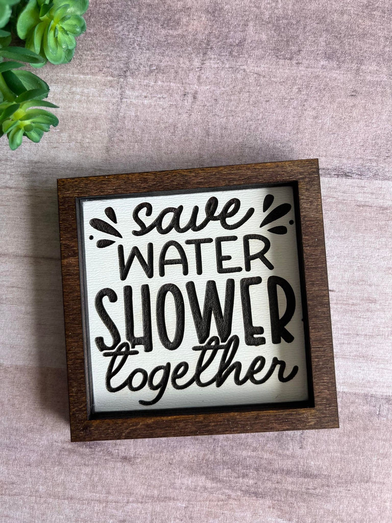 Miniature tiered tray wood signs 3x3 bathroom addition humor funny get naked poop sweet cheeks wash your hands housewarming gift