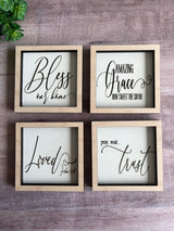 Miniature tiered tray wood signs 3x3 Christian addition spring Easter bible Jesus Amazing grace