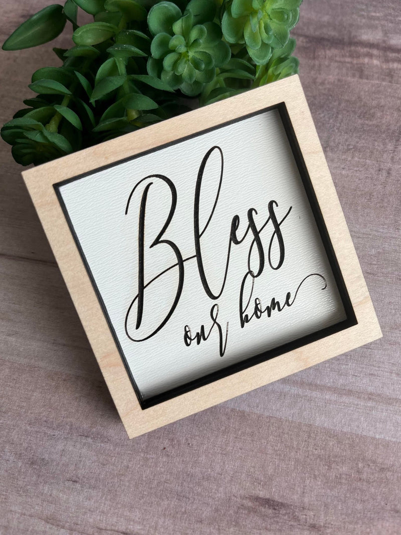 Miniature tiered tray wood signs 3x3 Christian addition spring Easter bible Jesus Amazing grace
