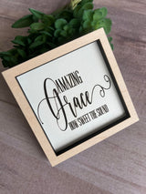 Miniature tiered tray wood signs 3x3 Christian addition spring Easter bible Jesus Amazing grace