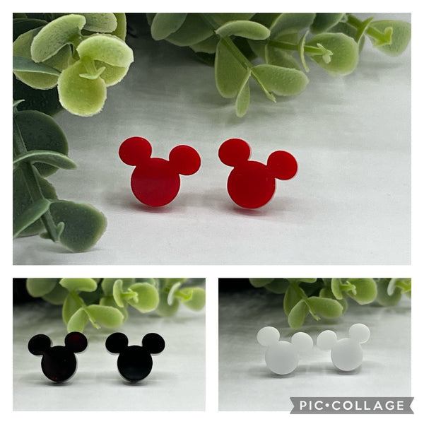 Mickey Mouse Disney acrylic stud earrings mouse head red black white gift for her vacation disney world