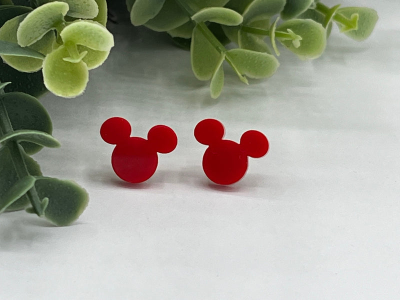 Mickey Mouse Disney acrylic stud earrings mouse head red black white gift for her vacation disney world