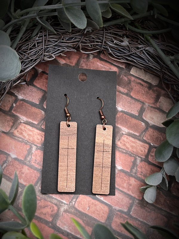 Walnut wood Faith earrings spiritual Easter spring style gift for her minimalist   Adorable solid walnut earring set One sided Faith cross