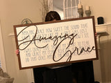 Amazing Grace 3D laser cut wood sign custom sizing laser cut engraved Farmhouse style Home decor