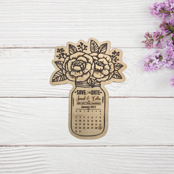 Customized  Save the Date wood laser engraved magnet Wedding Favor Party handmade minimalist boho Engagement Marriage