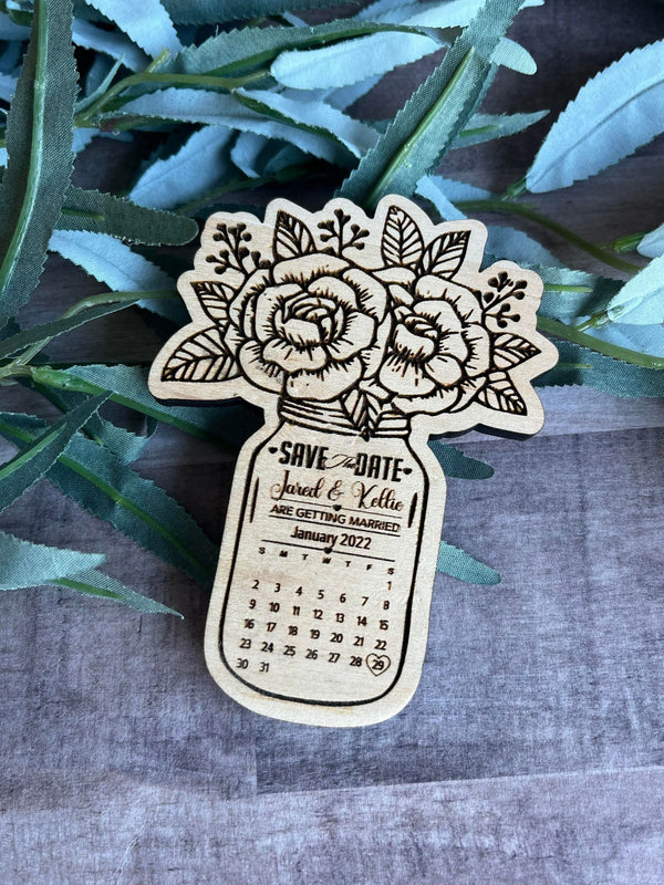 Customized  Save the Date wood laser engraved magnet Wedding Favor Party handmade minimalist boho Engagement Marriage
