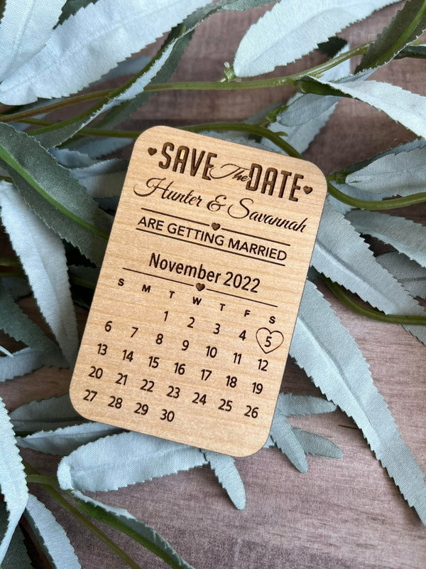 Customized  Save the Date wood laser engraved magnet Wedding Favor Party handmade minimalist boho Engagement Marriage