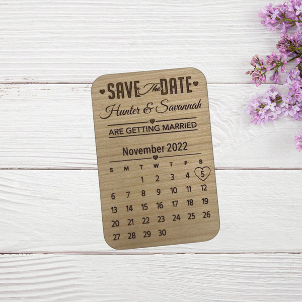 Customized  Save the Date wood laser engraved magnet Wedding Favor Party handmade minimalist boho Engagement Marriage