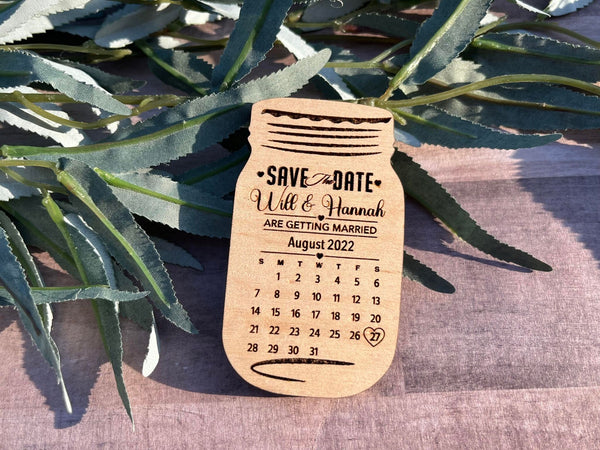 Customized  Save the Date wood laser engraved magnet Wedding Favor Party handmade minimalist boho Engagement Marriage