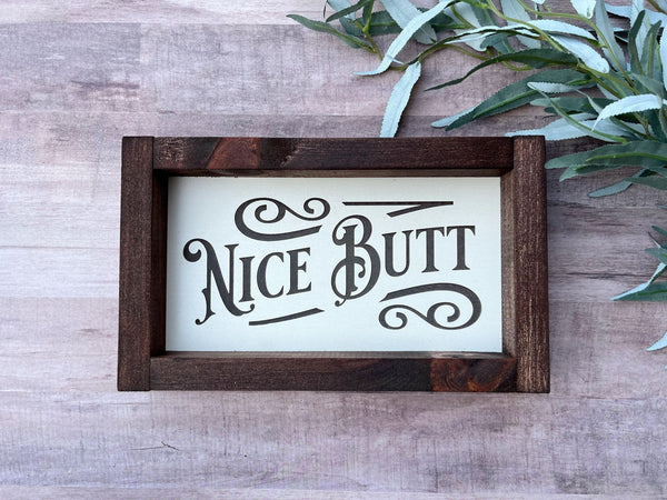 Nice butt funny bathroom laser engraved Farmhouse wood sign housewarming New home  Wedding anniversary gift for her decor home