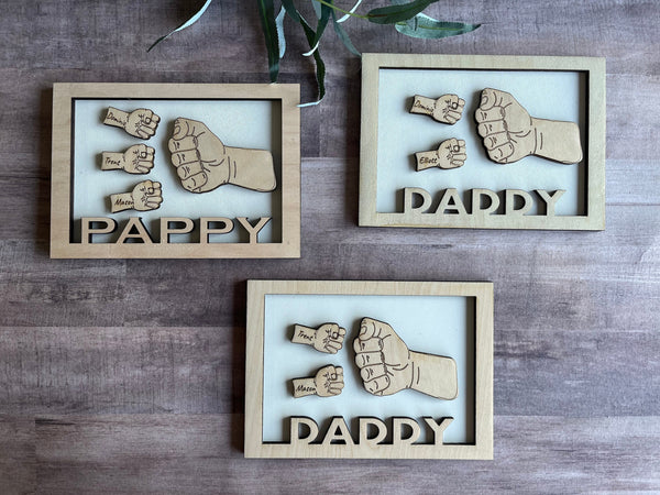 Father’s Day fist bump wood 3d frame sign customize personalized