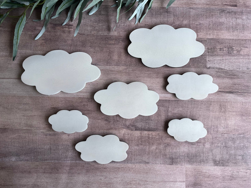 Cloud Wall Decals, Set of 7 Fluffy Clouds, Wood Clouds for Nursery Classroom or Playroom, Great for boho bedroom decor