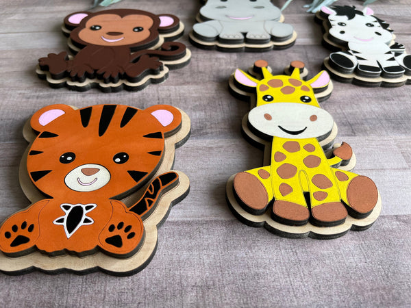 Nursery bedroom Zoo animals  3d wood wall art decor automotive boys room son child playroom