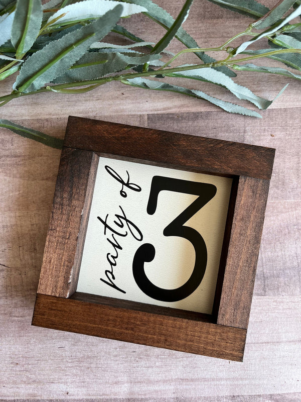 Farmhouse wood sign party of 3 4 5 6 7 table number housewarming birth baby announcement