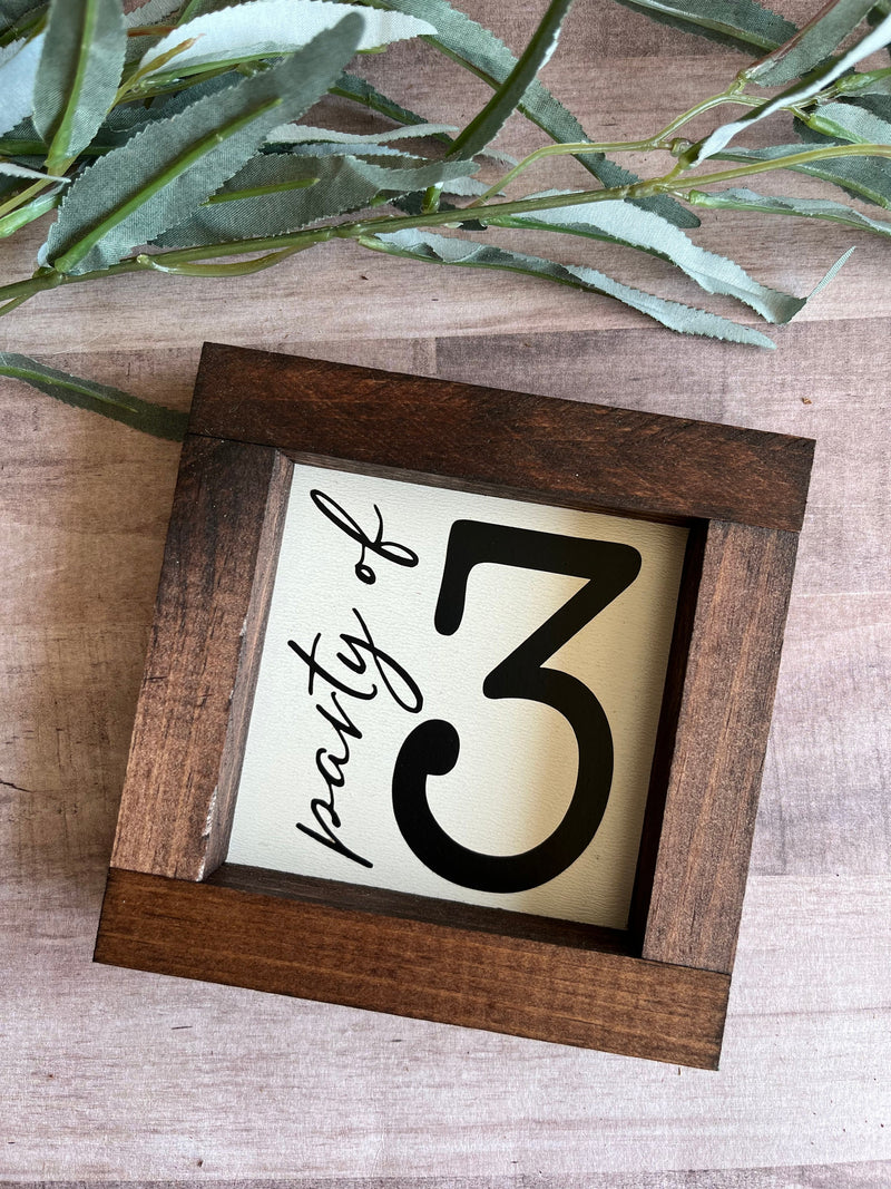 Farmhouse wood sign party of 3 4 5 6 7 table number housewarming birth baby announcement