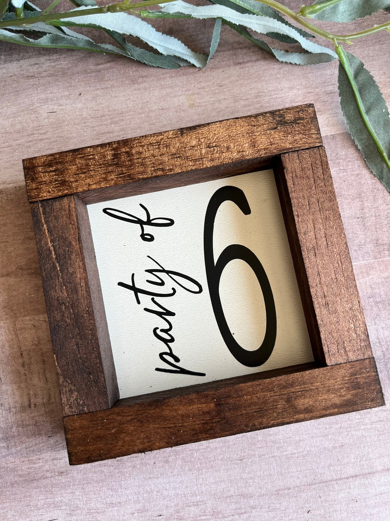Farmhouse wood sign party of 3 4 5 6 7 table number housewarming birth baby announcement