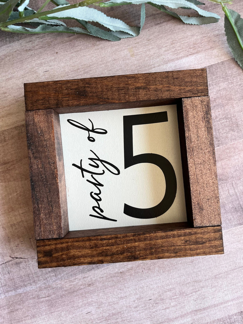 Farmhouse wood sign party of 3 4 5 6 7 table number housewarming birth baby announcement