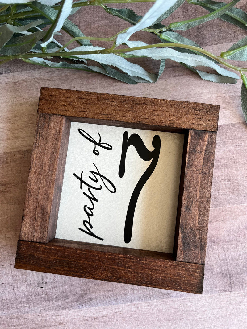 Farmhouse wood sign party of 3 4 5 6 7 table number housewarming birth baby announcement