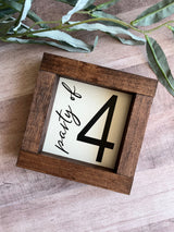 Farmhouse wood sign party of 3 4 5 6 7 table number housewarming birth baby announcement