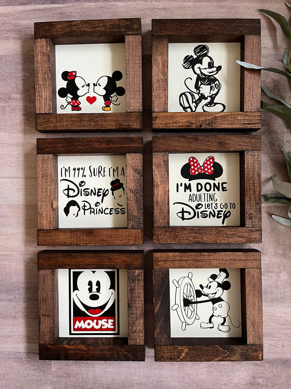 Disney Mickey Mouse Walt Minnie wood sign