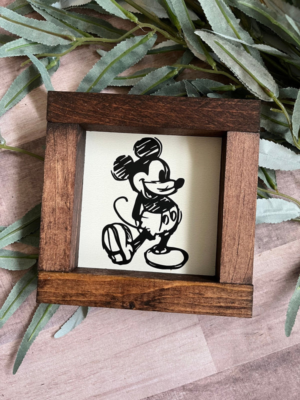 Disney Mickey Mouse Walt Minnie wood sign