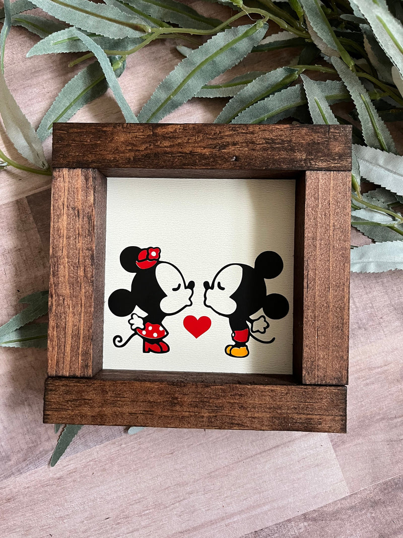 Disney Mickey Mouse Walt Minnie wood sign