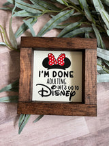 Disney Mickey Mouse Walt Minnie wood sign