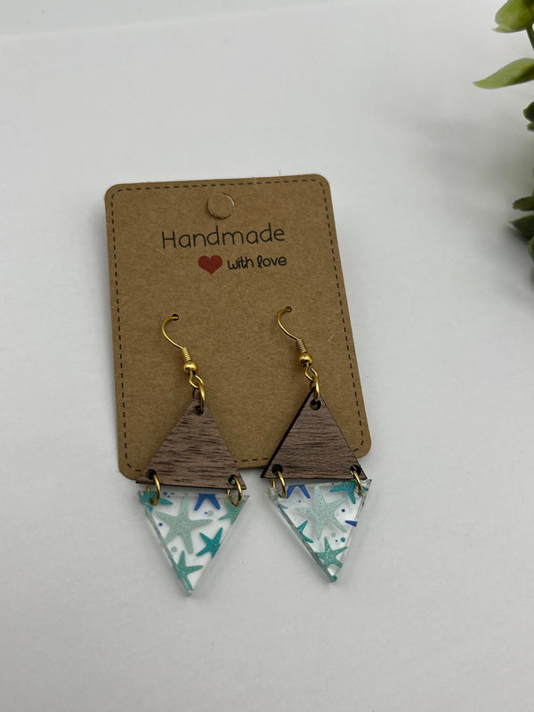 Starfish earrings acrylic earrings,starfish,beach jewelry,summer earrings, vacation dangles,starfish jewelry,island,cruise,gift for her