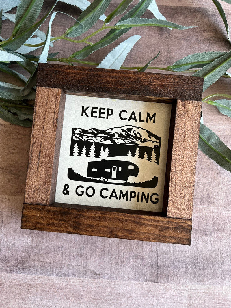 Farmhouse wood sign keep calm and go camping rv camper